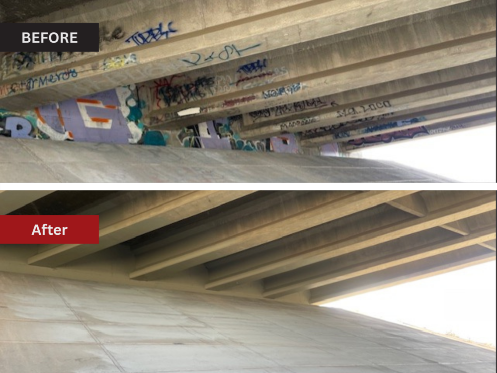 Before and after concrete surface cleanup